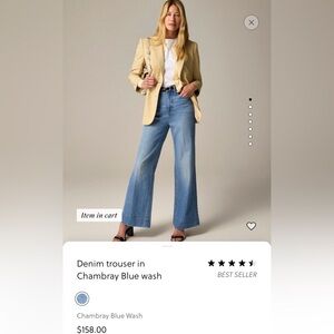 J. Crew Denim Trousers, Chambray, Size 28